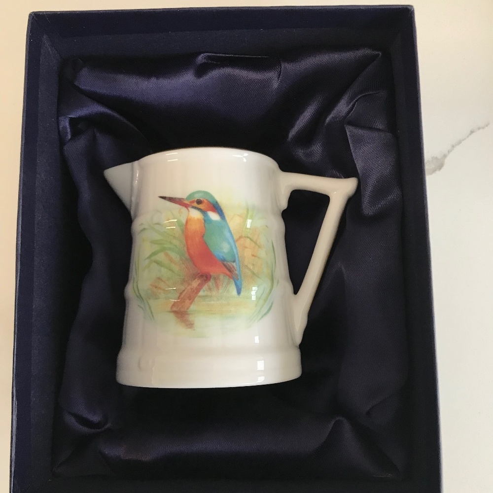Vintage Royal Worcester Porcelain China Mini Barrel Kingfisher Pitcher Jug NIB